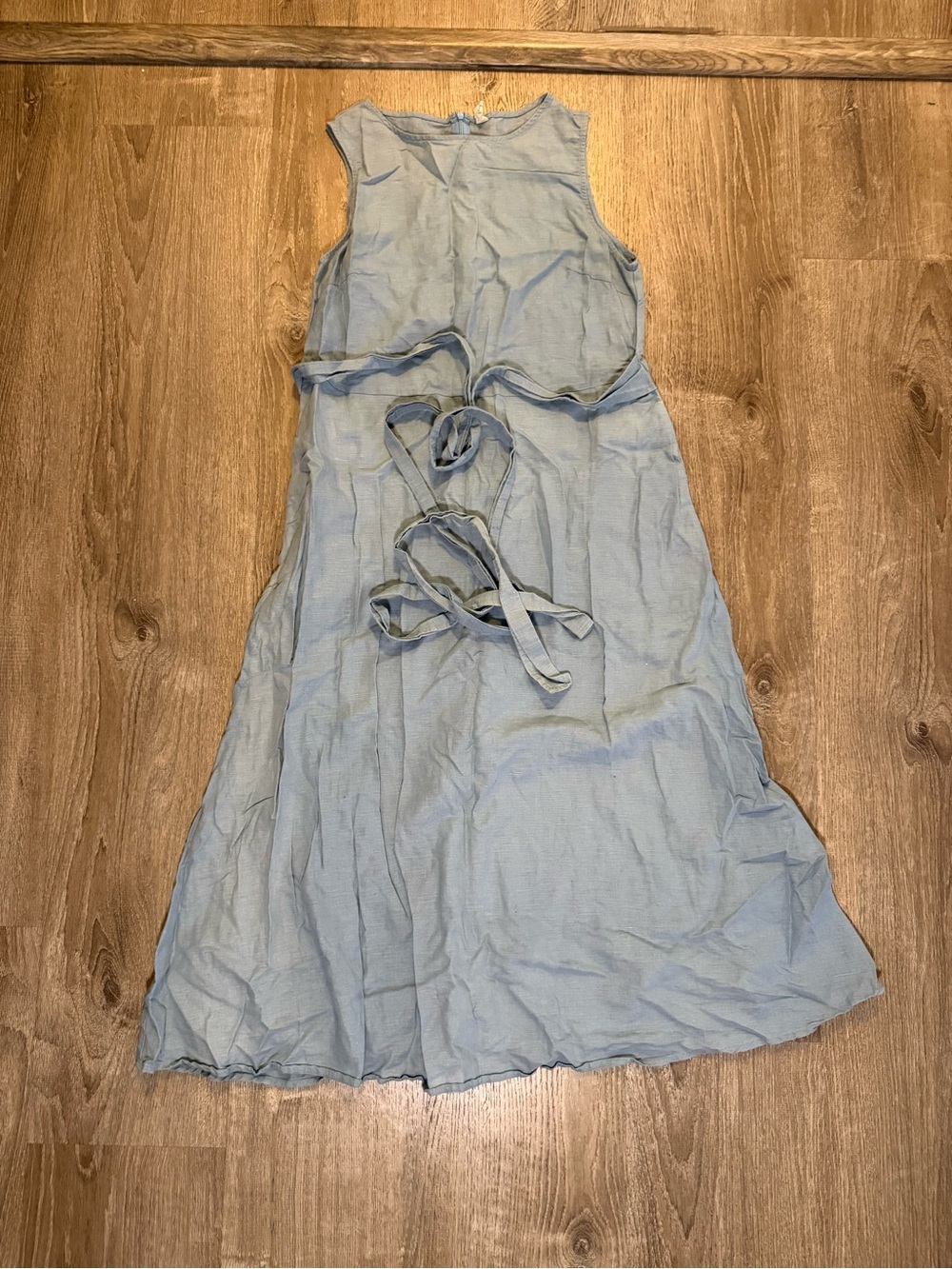 Grae Cove Cleo Linen Sleeveless Belted Swing midi Dress - Picture 2 of 11